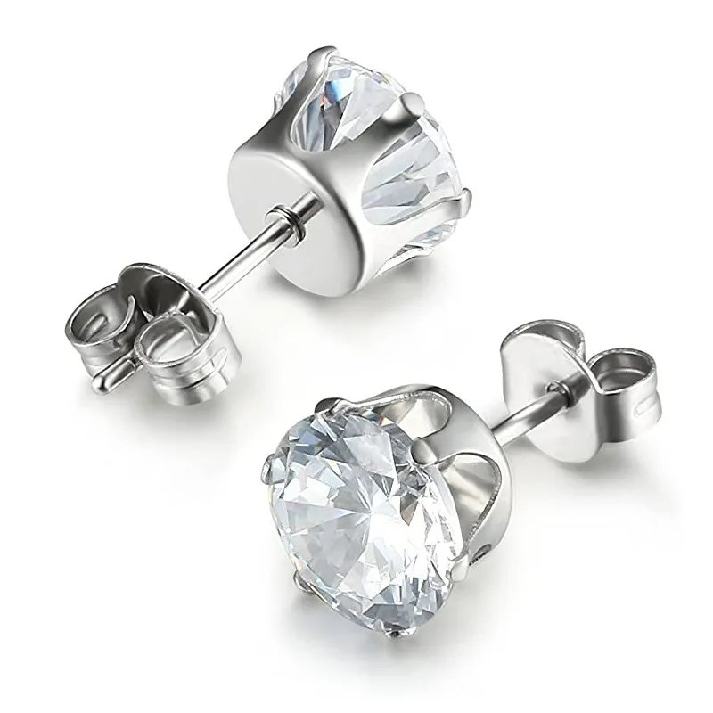 Light Gray Gemstone Ear Studs