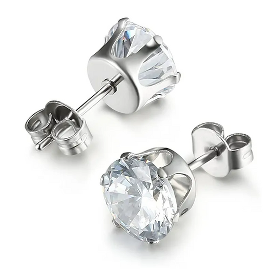 Light Gray Gemstone Ear Studs